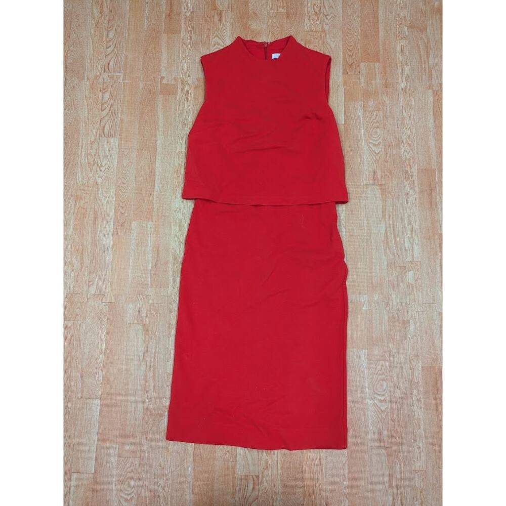 Diane Von Furstenberg Red Sleeveless Faux 2 piece Knee-Lenght Red Dress sz 2